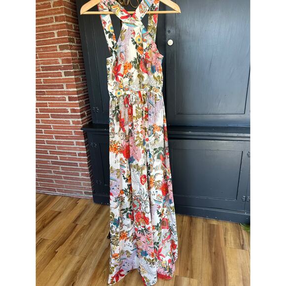 Lulus Lilja Cream Floral Maxi Dress Wedding Sleeveless Halter Women's XS NWT - Picture 3 of 7